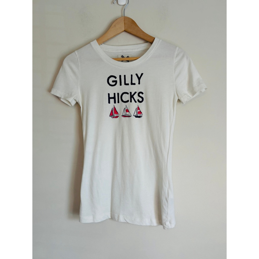 Gilly Hicks White Sailboat Graphic T-Shirt Small